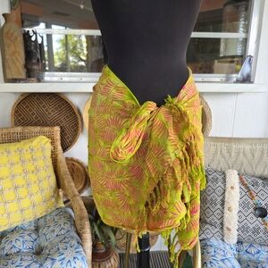 Batik Bali NWT Vibrant Tropical Patterned Scarf Boho Sarong Soft Vacation Wrap